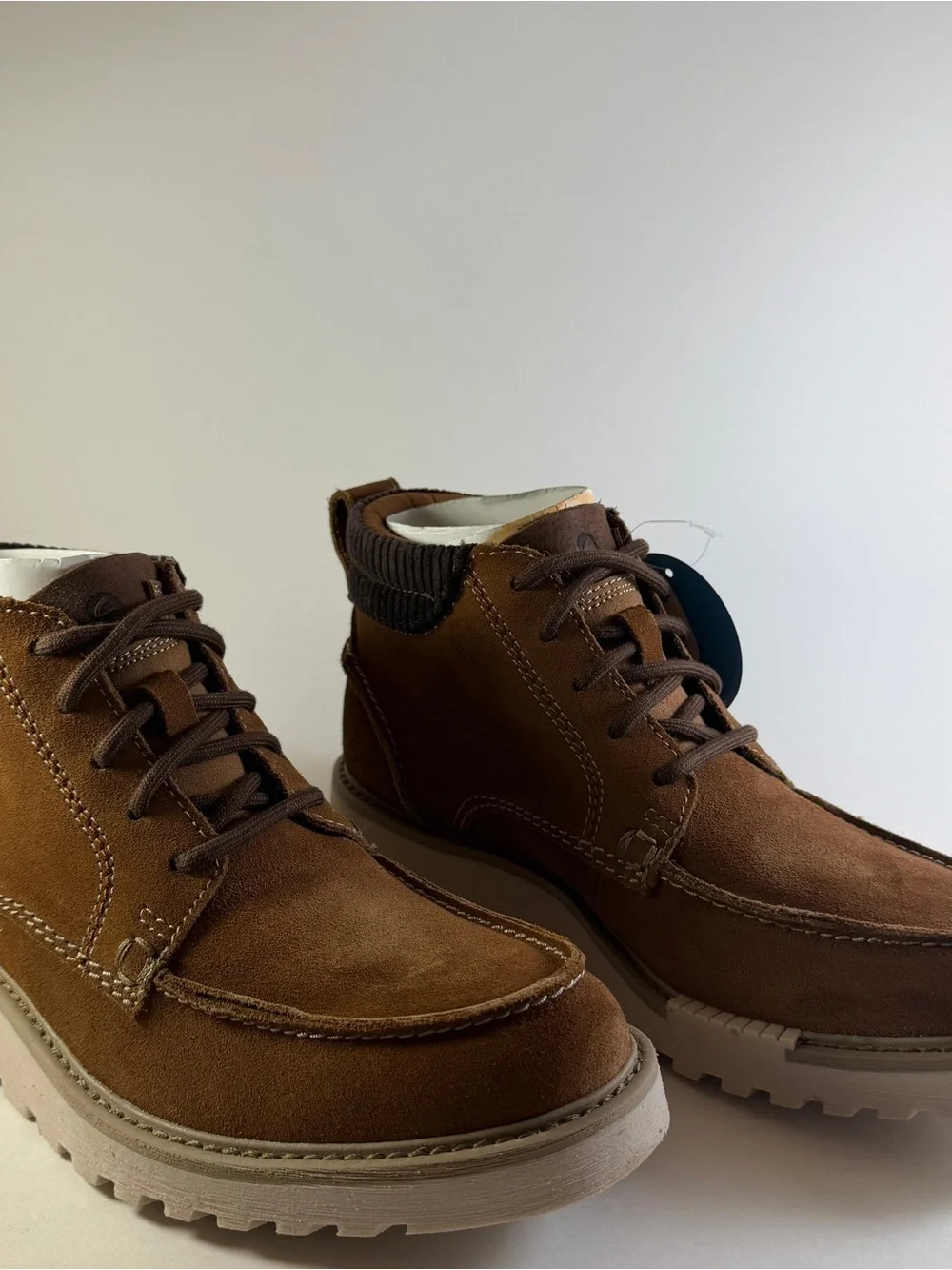 Clarks Men's Brown Suede Chukka Boot with Knit Collar